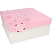 Papstar 85806 Récipient à gâteaux Carré Carton, Boîte à gâteau, Blanc, Rose