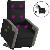 vidaXL Fauteuil de massage électrique avec releveur Noir Tissu