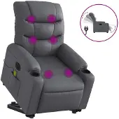vidaXL Fauteuil de massage avec releveur électrique Gris Similicuir
