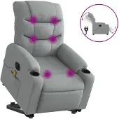 vidaXL Fauteuil de massage électrique avec releveur Tissu gris clair