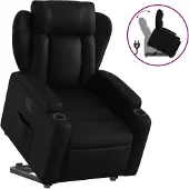 vidaXL Fauteuil relax avec releveur Noir Similicuir