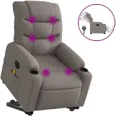 vidaXL Fauteuil de massage électrique avec releveur Taupe Tissu