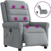 vidaXL Fauteuil de massage électrique Tissu gris clair