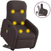 vidaXL Fauteuil de massage avec releveur Tissu marron foncé