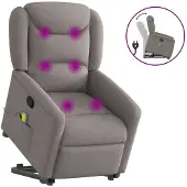 vidaXL Fauteuil de massage avec releveur Taupe Tissu