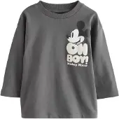 Next T-Shirt 'Mickey Mouse' gris / noir / blanc cassé