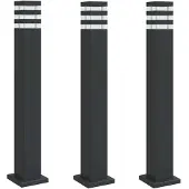 vidaXL Lampes d'allée 3 pcs. noir 80 cm aluminium