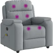 Syfax Fauteuil de massage inclinable Gris clair Tissu