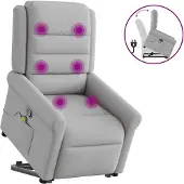 vidaXL Fauteuil de massage avec releveur Gris nuage Tissu