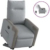 vidaXL Fauteuil relax avec releveur électrique Gris clair Tissu