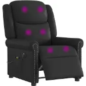 vidaXL Fauteuil Relax Massage Électrique Noir Brillant Similicuir