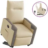 vidaXL Fauteuil relax avec releveur Crème Tissu