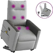 vidaXL Fauteuil de massage avec releveur Gris nuage Tissu