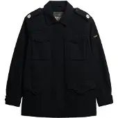 Superdry Femme Veste Style Militaire Fantaisie Black Taille: 44