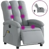 vidaXL Fauteuil de massage électrique Tissu gris clair
