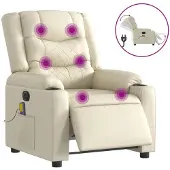 vidaXL Fauteuil de massage électrique Crème similicuir