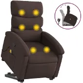 vidaXL Fauteuil de massage avec releveur Tissu marron foncé