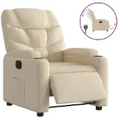 vidaXL Fauteuil relax électrique Crème Tissu
