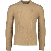 Gant pour homme. 8050213 Pull à col rond en laine de mouton marron, tricoté avec des huit (M), Casuel