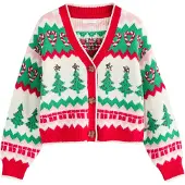 Next Cardigan 'Christmas Tree' or / vert / rouge / blanc