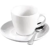 Esmeyer 6 tasses à espresso 0,10 ltr avec soucoupe - en porcelaine lourde blanche forme BISTRO , 433-214