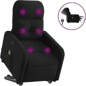 vidaXL Fauteuil de massage électrique avec releveur Noir Tissu