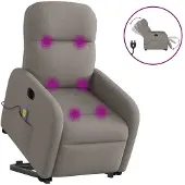 vidaXL Fauteuil de massage électrique avec releveur Taupe Tissu