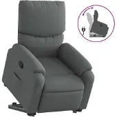 vidaXL Fauteuil relax releveur gris foncé Tissu