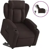 vidaXL Fauteuil relax avec releveur électrique Tissu marron foncé