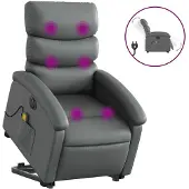 vidaXL Fauteuil de massage avec releveur électrique Gris Similicuir