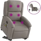 vidaXL Fauteuil de massage électrique avec releveur Taupe Tissu