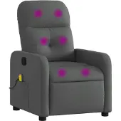 vidaXL Fauteuil inclinable de massage en tissu gris foncé