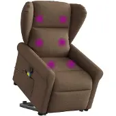 vidaXL Fauteuil de massage avec releveur Marron Tissu