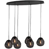 Masterlight Lampe suspendue Lava Oval 6x verre à fumée Ø 24cm