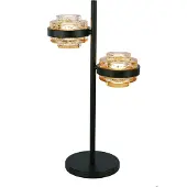 Highlight Lampe de table Dynasty Verre ambré noir à 2 lumières