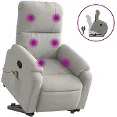 vidaXL Fauteuil de massage avec releveur Gris clair Tissu microfibre