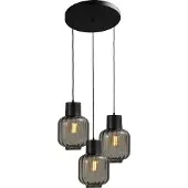 Masterlight Lampe pendante de conception Lett lll 20 Verre fumé à 3 lumières
