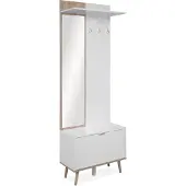 Finori - Vestiaire avec miroirReproduction chêne et blanc H200 cm BERGEN
