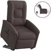 vidaXL Fauteuil relax avec releveur électrique Tissu marron foncé