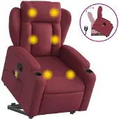 vidaXL Fauteuil de massage avec releveur vin rouge Tissu