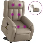 vidaXL Fauteuil de massage avec releveur électrique Cappuccino similicuir