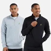Brave Soul Sweat-shirts 1/4 zip Homme Stilgar, Pacquet Double, Noir/Gris