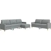 vidaXL Ensemble de canapés 3 pièces avec repose-pieds Tissu gris clair