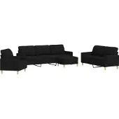 vidaXL Ensemble de canapés 4 pcs avec repose-pied noir tissu