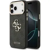GUESS Coque 4G Metal Logo Backcover pour Apple iPhone 17 Pro - Gold Edge - Black