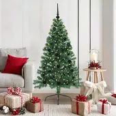 vidaXL Sapin de Noël artificiel pré-éclairé Vert 150 cm PVC