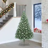 vidaXL Sapin de Noël artificiel pré-éclairé Vert 240 cm PVC