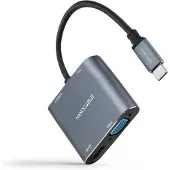 Nanocable 10.16.4304 Usb-c To Hdmi/vga/usb Converter Clair