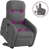 vidaXL Fauteuil de massage avec releveur Tissu gris foncé