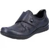 Rieker Chaussures de ville pour dames , modèle Glunia, chaussures plates, mocassins, couleur bleue, pour un usage quotidien